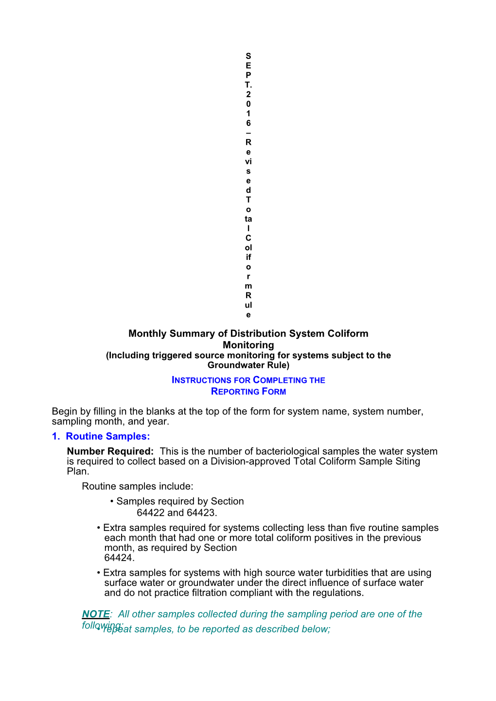 Monthly Coliform Report Instructions 2009-11-02 FINAL