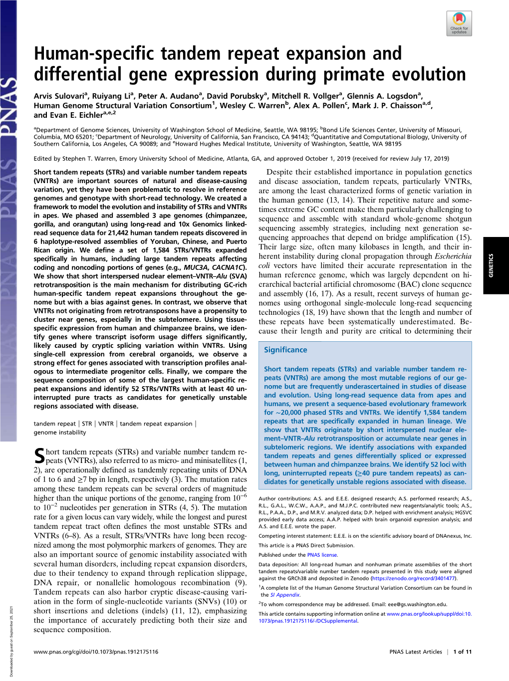 Human-Specific Tandem Repeat Expansion and Differential Gene Expression During Primate Evolution