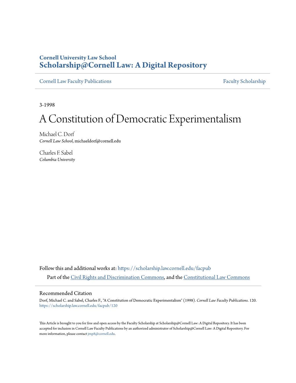A Constitution of Democratic Experimentalism Michael C