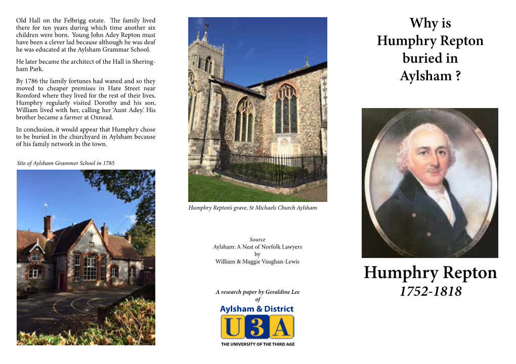 Why Is Humphry Repton Buried in Aylsham