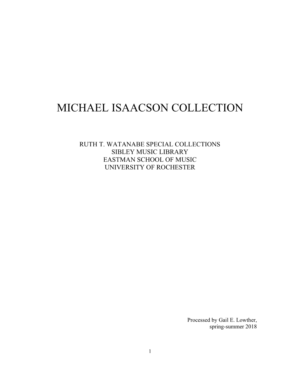 Michael Isaacson Collection