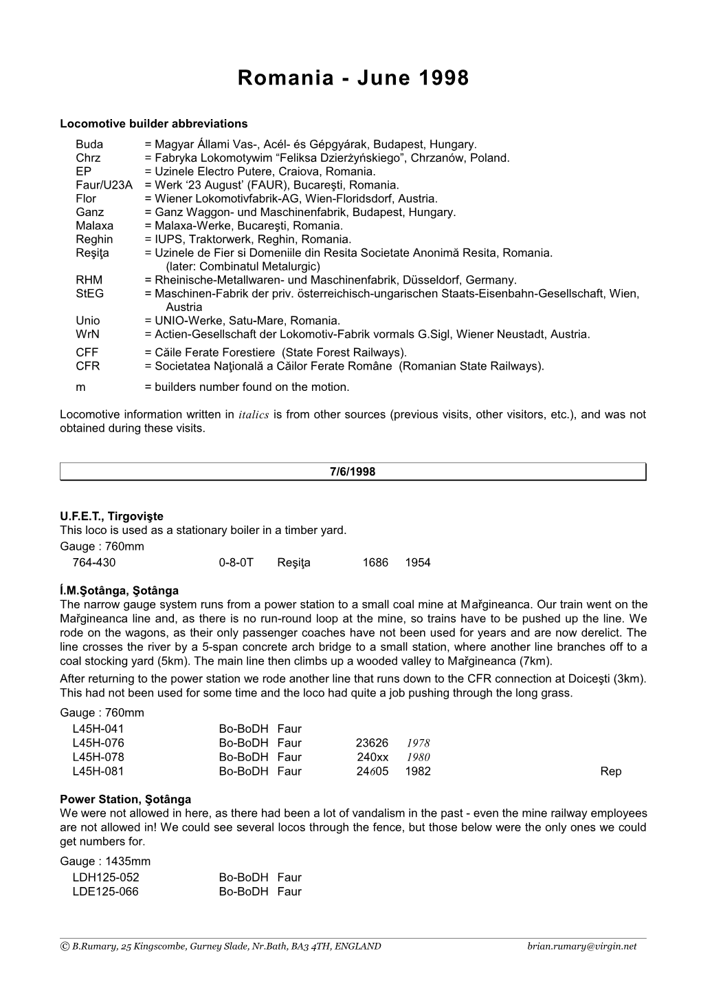 Locomotive Builder Abbreviations