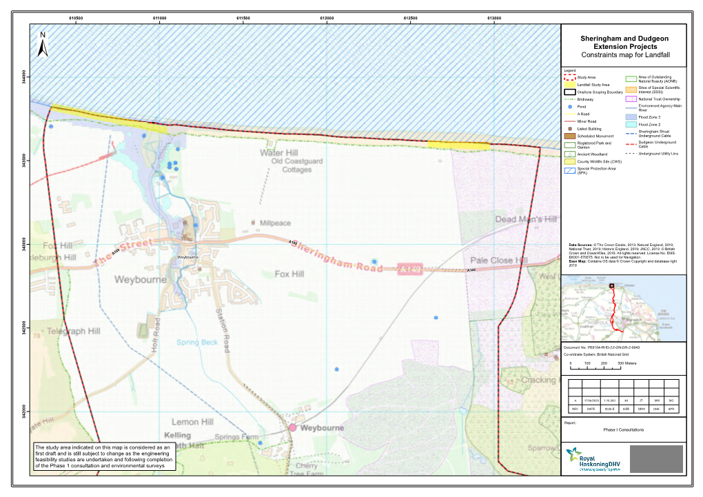Sheringham and Dudgeon Extension Projects Constraints Map for Landfall