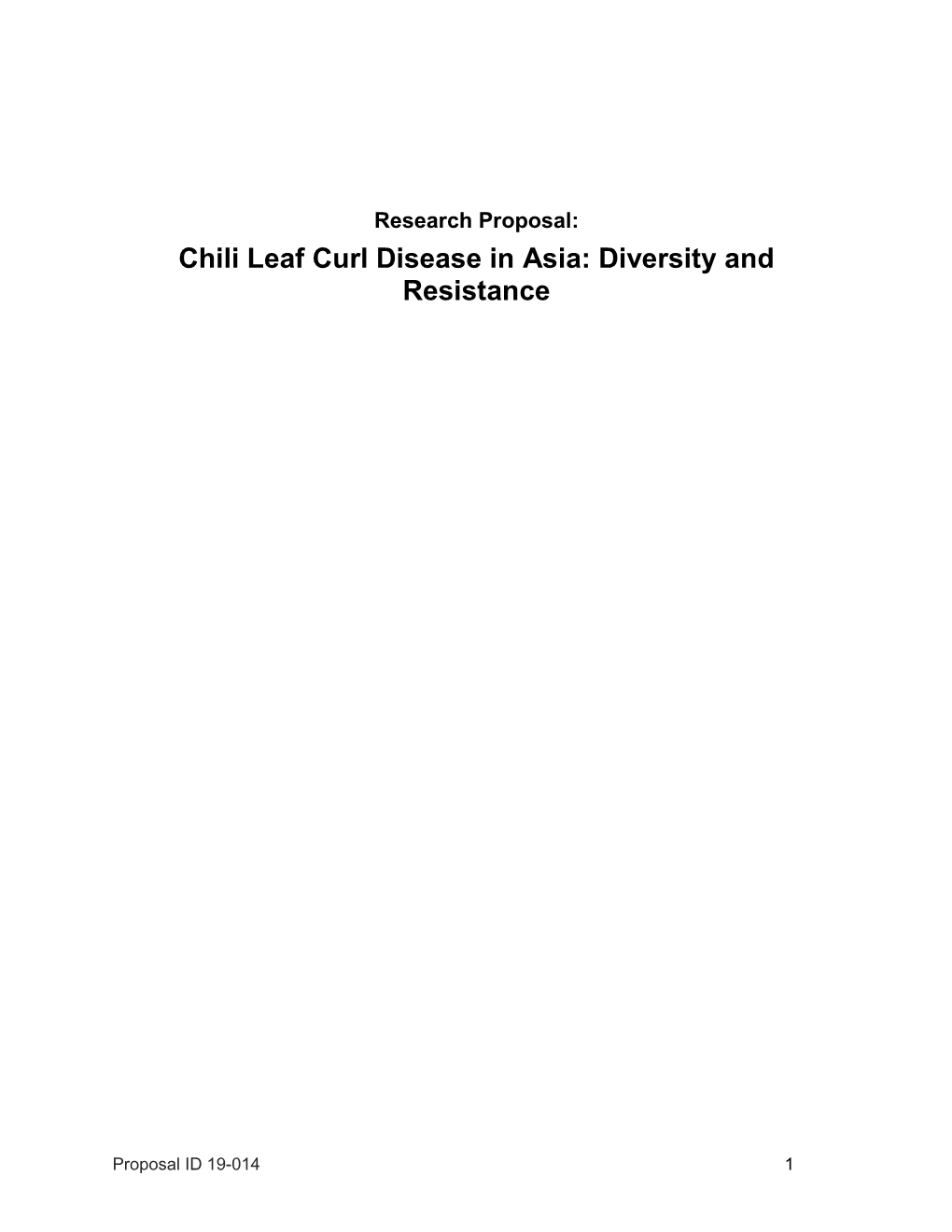 Project 2: Chili Leaf Curl Disease in Asia: Diversity and Resistance