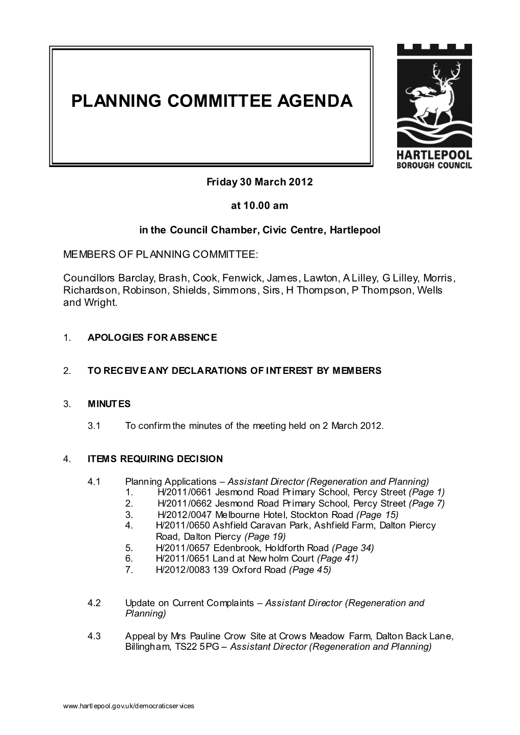 Planning Committee Agenda