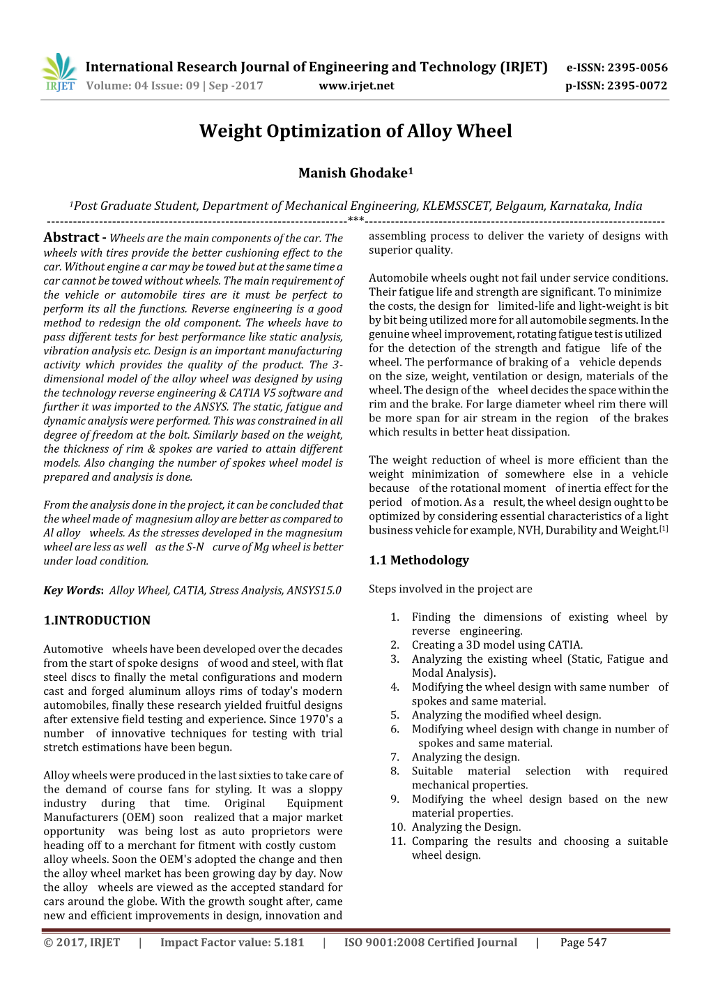 Weight Optimization of Alloy Wheel