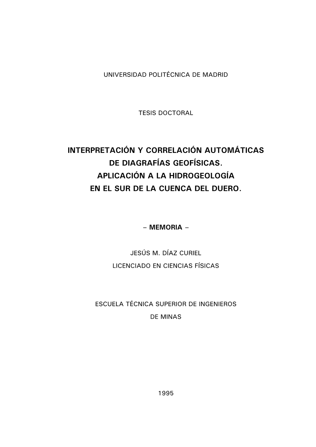 Interpretación Y Correlación Automáticas De Diagrafías Geofísicas