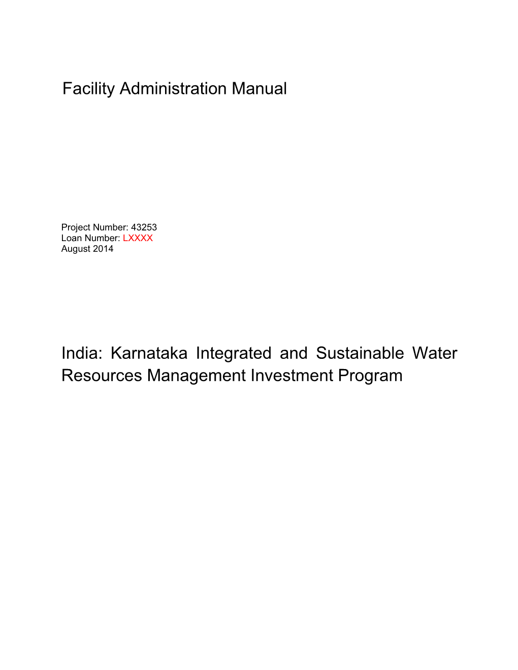 Karnataka Integrated and Sustainable Water Resources Management Investment Program