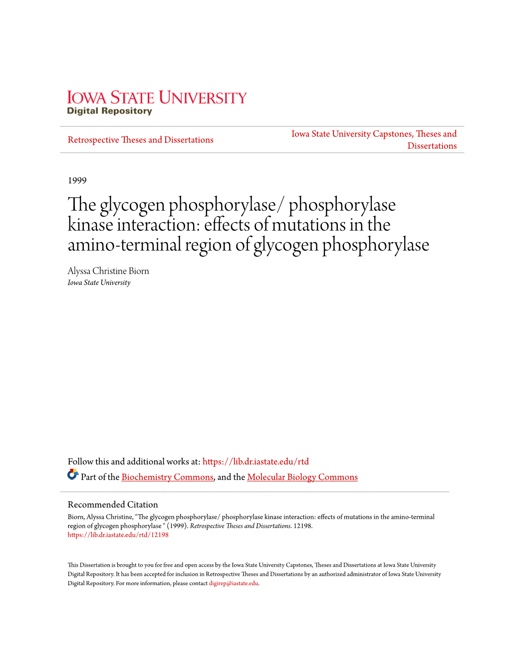 The Glycogen Phosphorylase