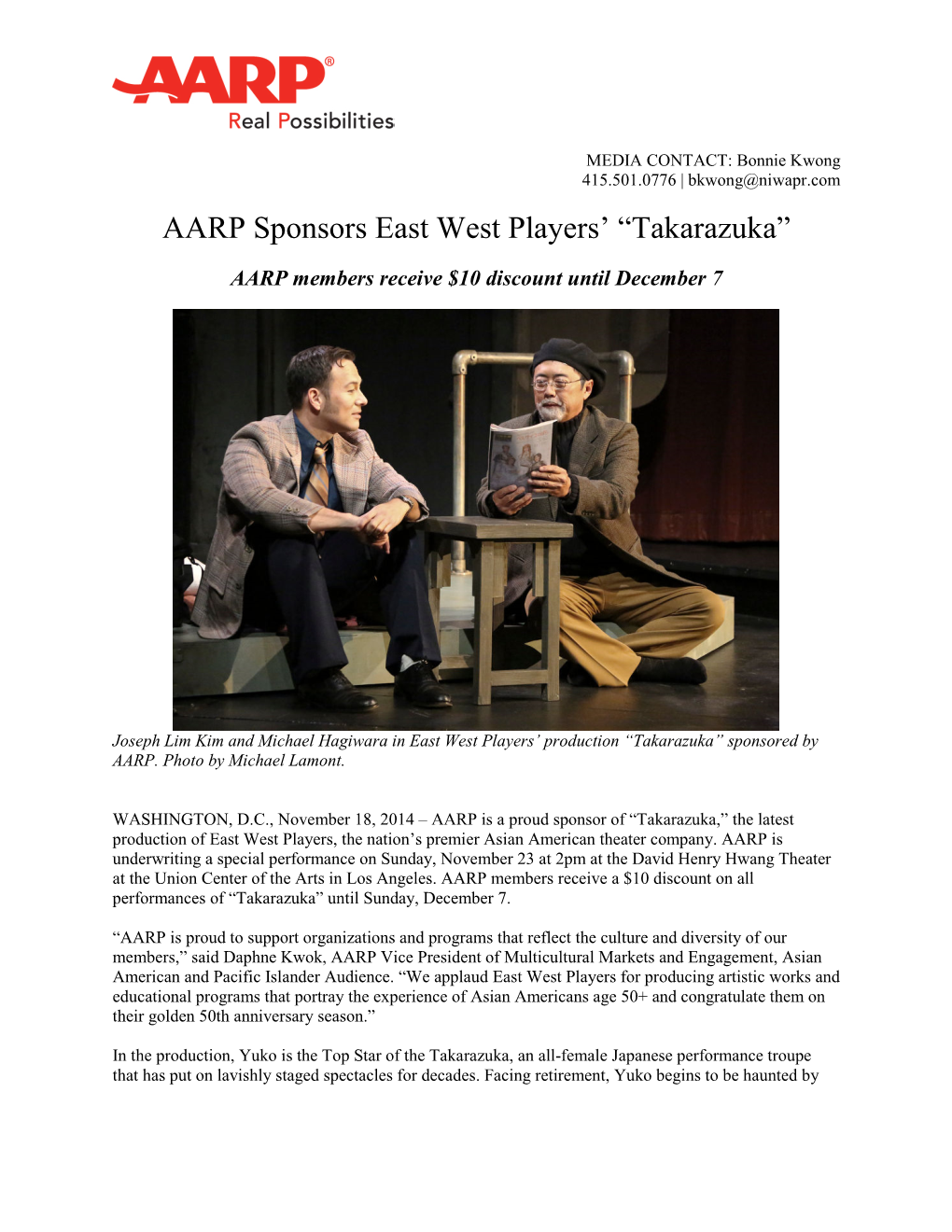 AARP Sponsors East West Players' "Takarazuka"