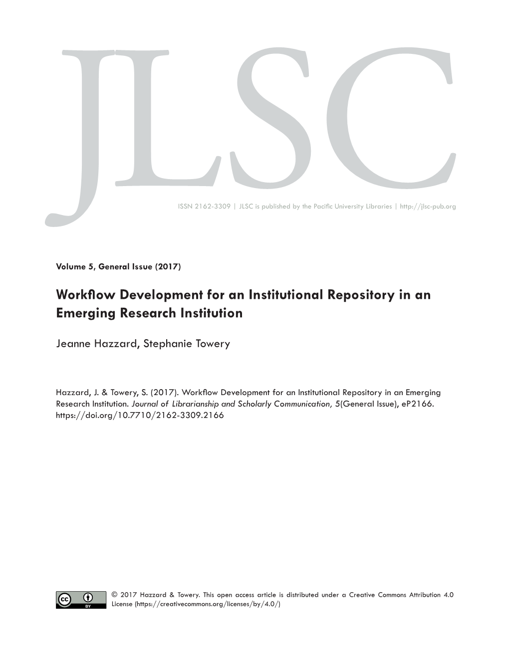 Workflow Development for an Institutional Repository in an Emerging Research Institution
