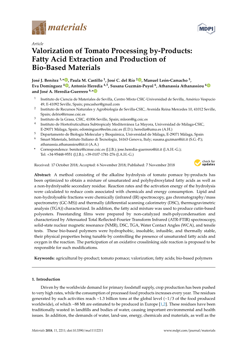 Valorization of Tomato Processing By-Products: Fatty Acid Extraction and Production of Bio-Based Materials