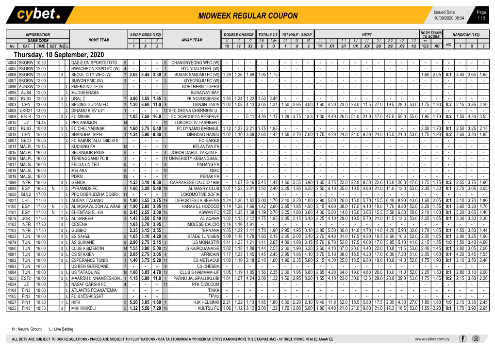 Midweek Regular Coupon 10/09/2020 08:34 1 / 3