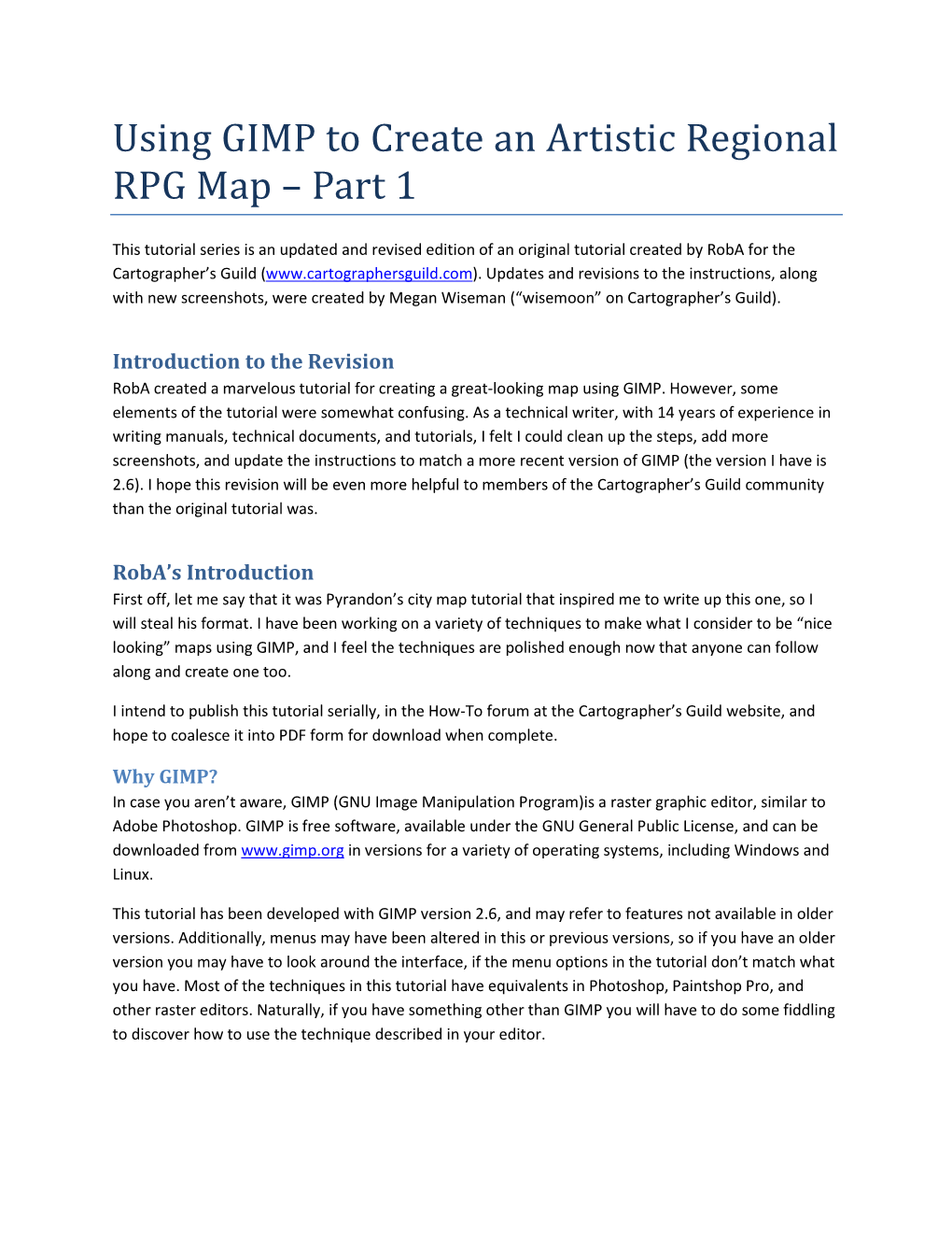 Using GIMP to Create an Artistic Regional RPG Map – Part 1