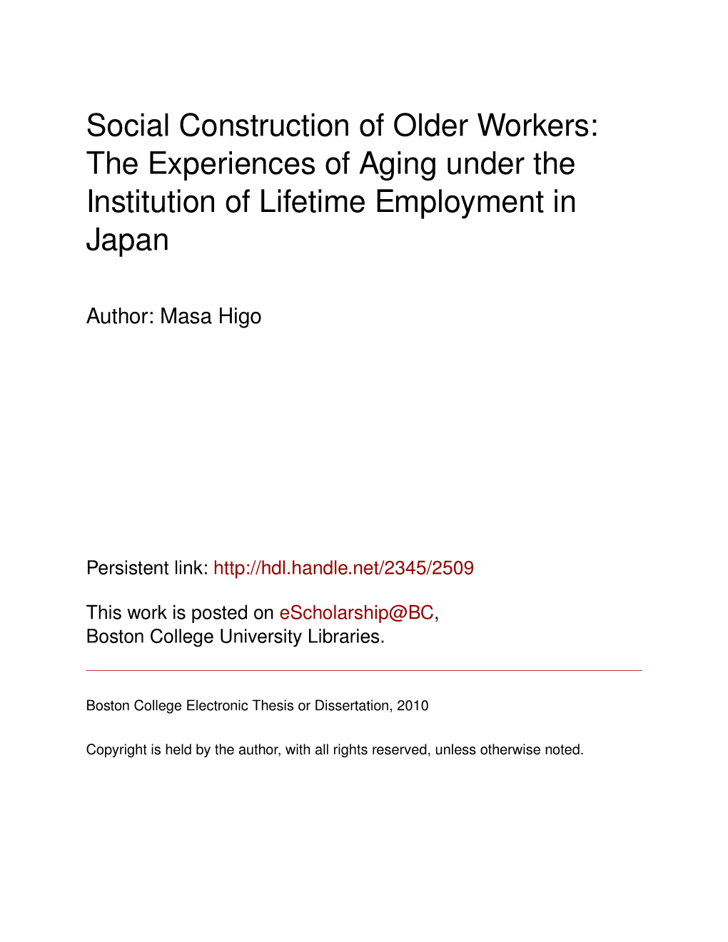 Social Construction of Older Workers: the Experiences of Aging Under the Institution of Lifetime Employment in Japan