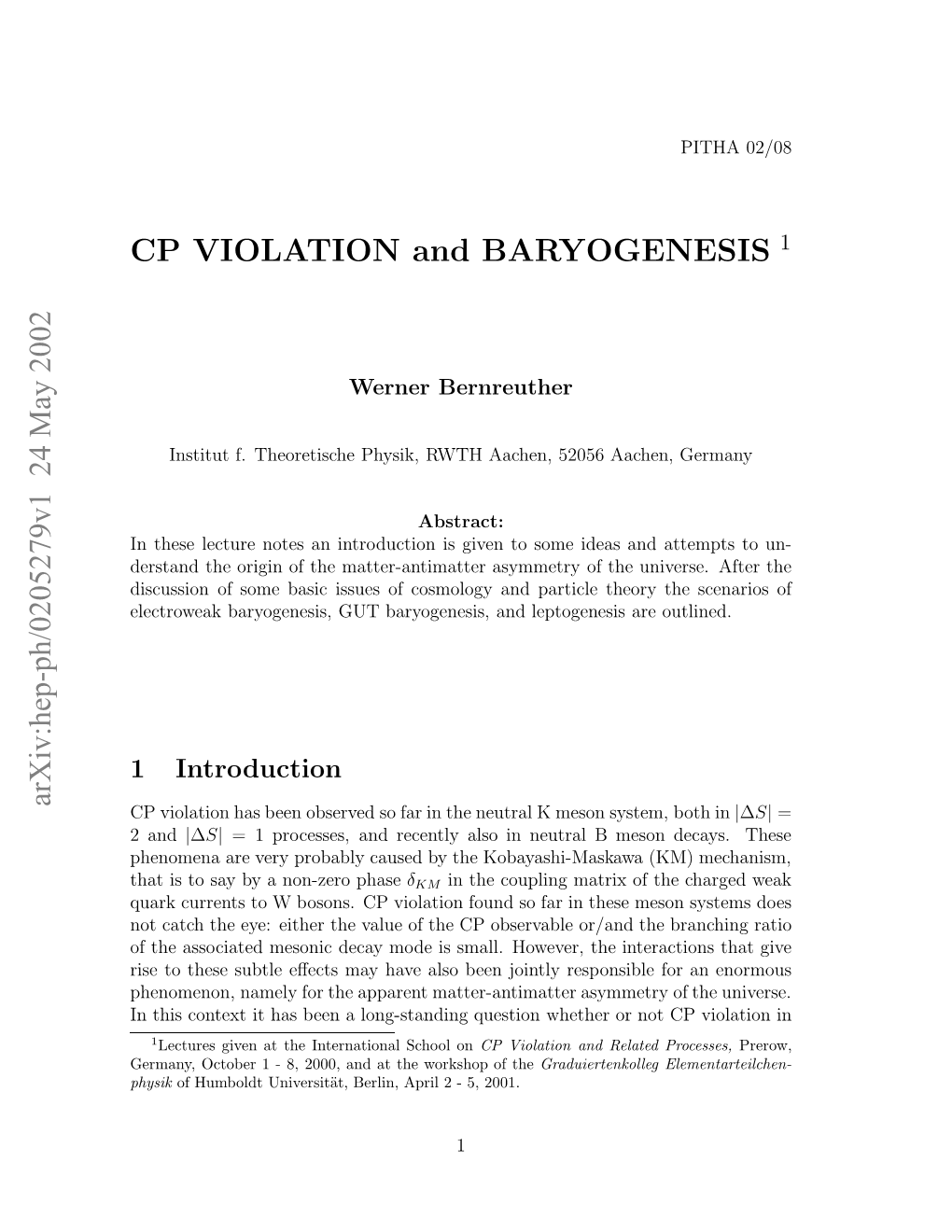 CP Violation and Baryogenesis