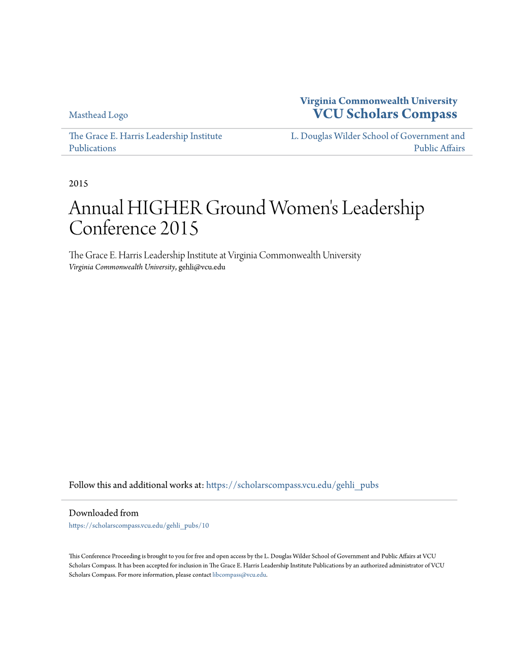 Annual HIGHER Ground Women's Leadership Conference 2015 the Grace E