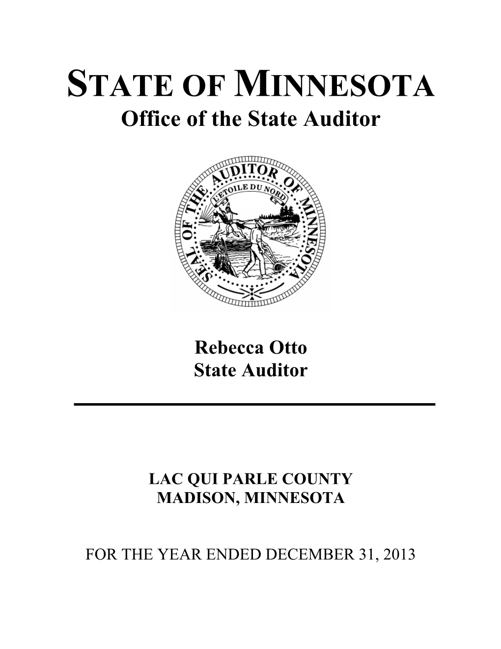 Lac Qui Parle County Financial Statements and Management Letter