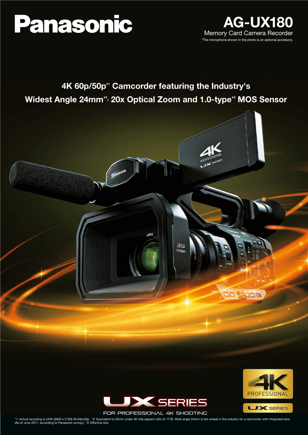 AG-UX180 Memory Card Camera Recorder *The Microphone Shown in the Photo Is an Optional Accessory