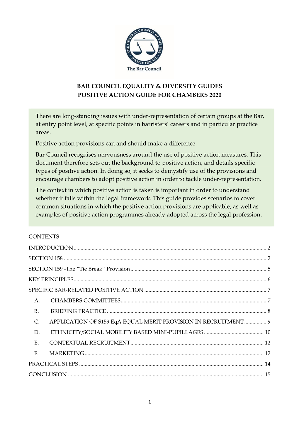 Positive Action Guide for Chambers 2020