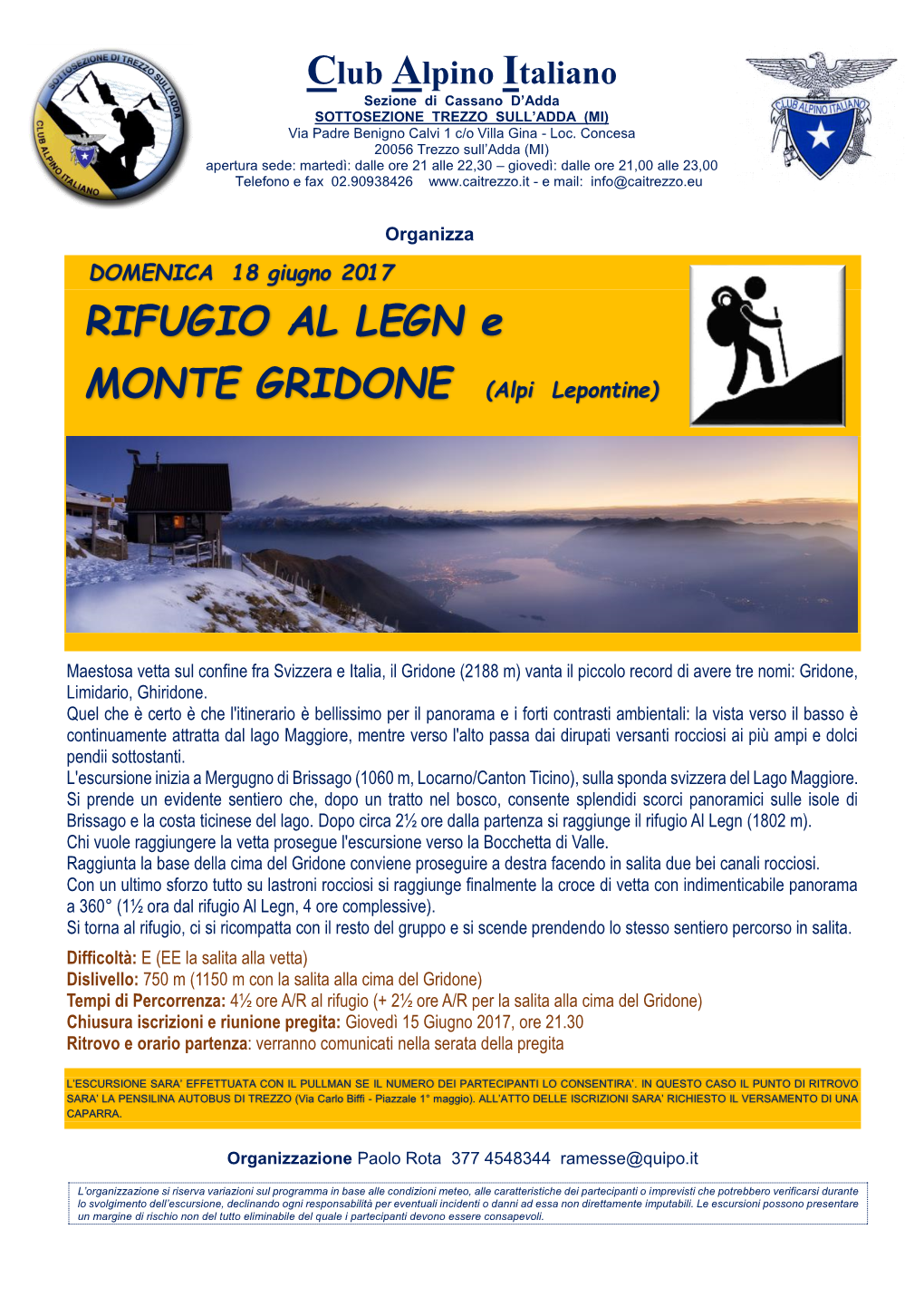 Rifugio Al Legn E Monte Gridone