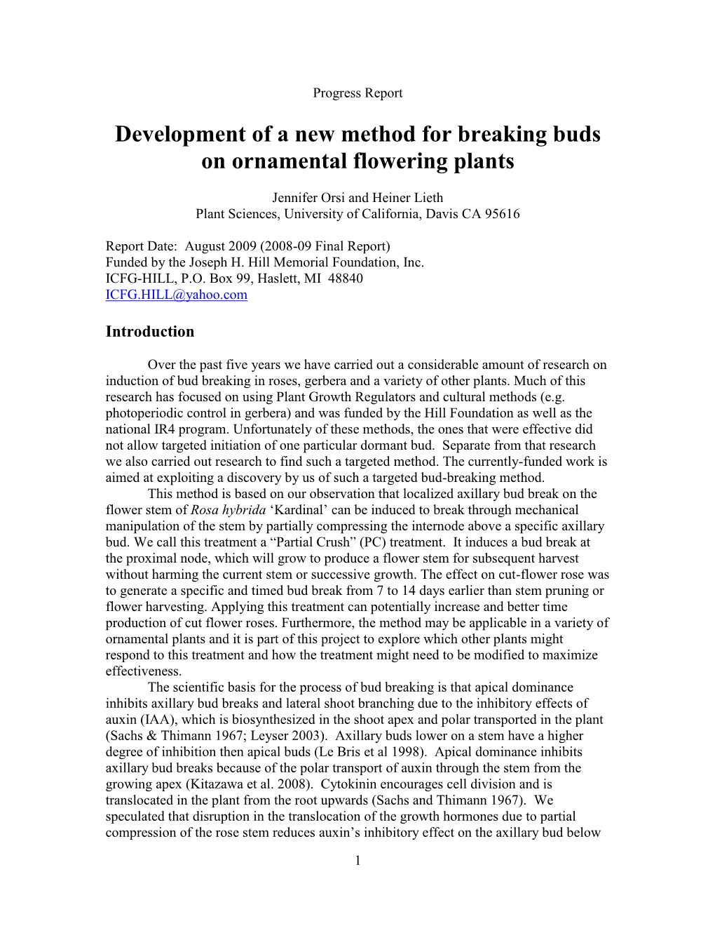 Screening Trial of Plant Species for Responsiveness to Partial Crush