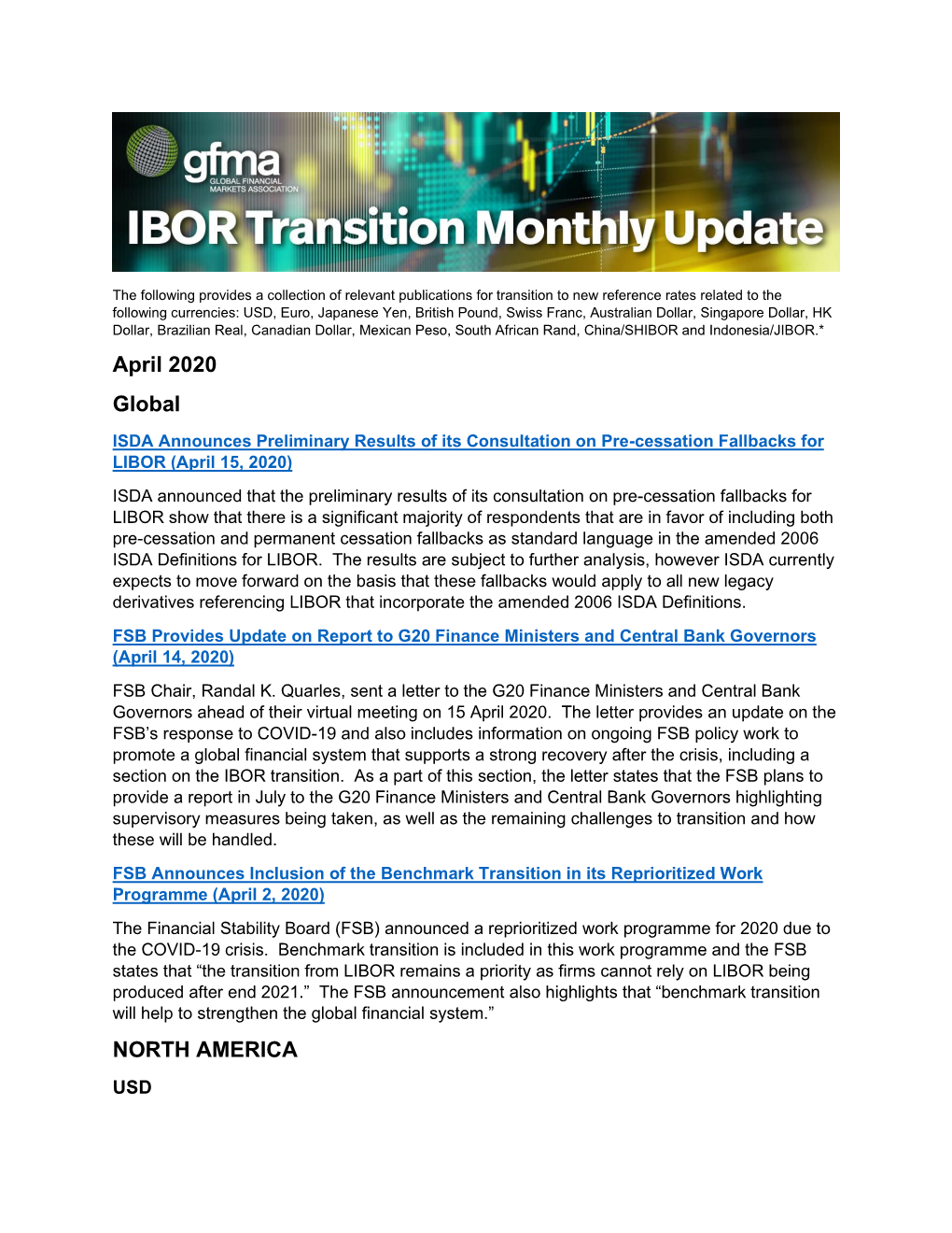 IBOR Transition Monthly Update