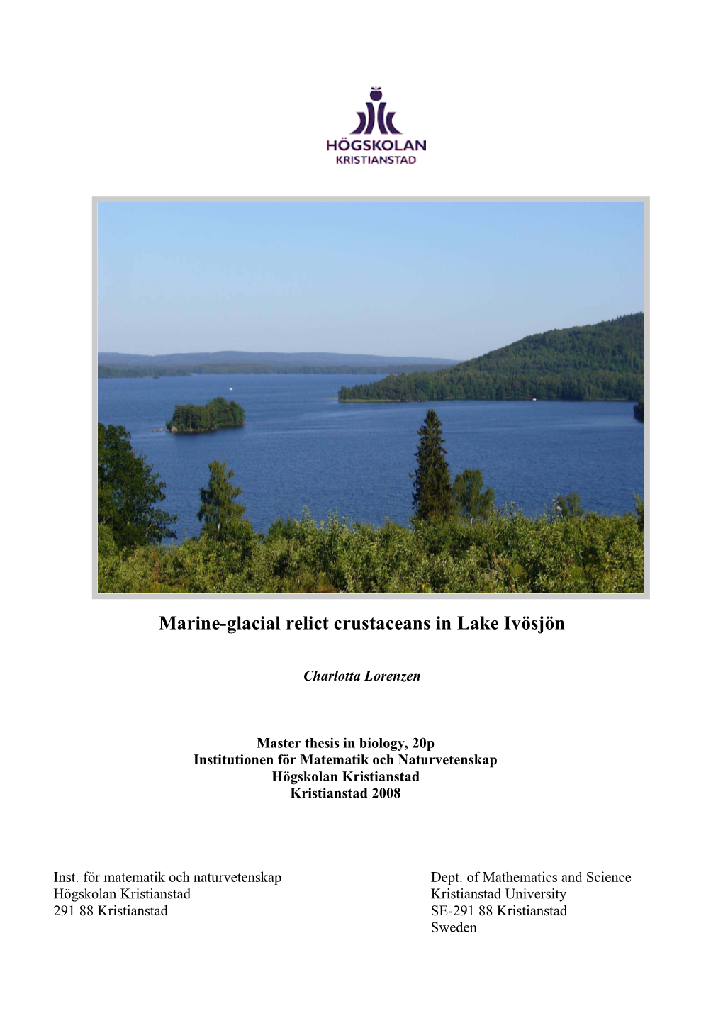 Marine-Glacial Relict Crustaceans in Lake Ivösjön