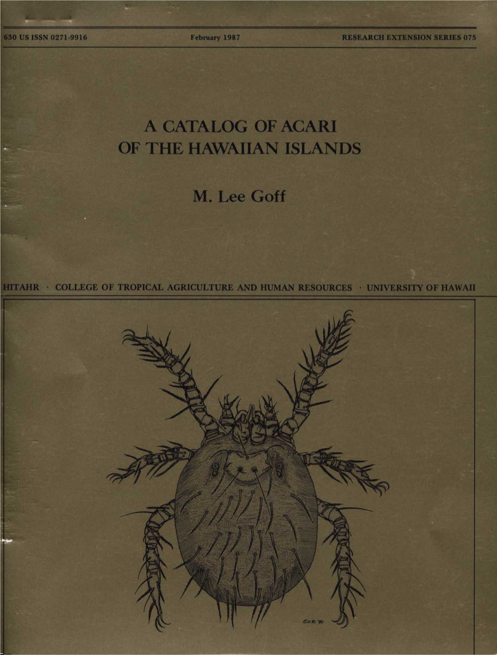 A Catalog of Acari of the Hawaiian Islands