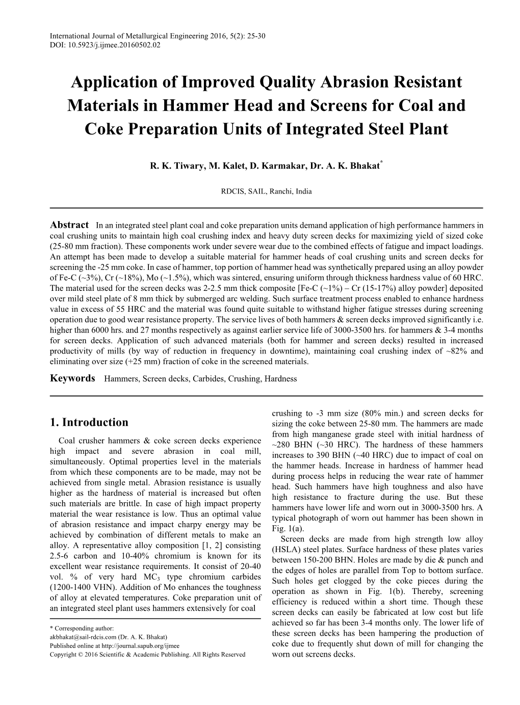 Hammers, Screen Decks, Carbides, Crushing, Hardness