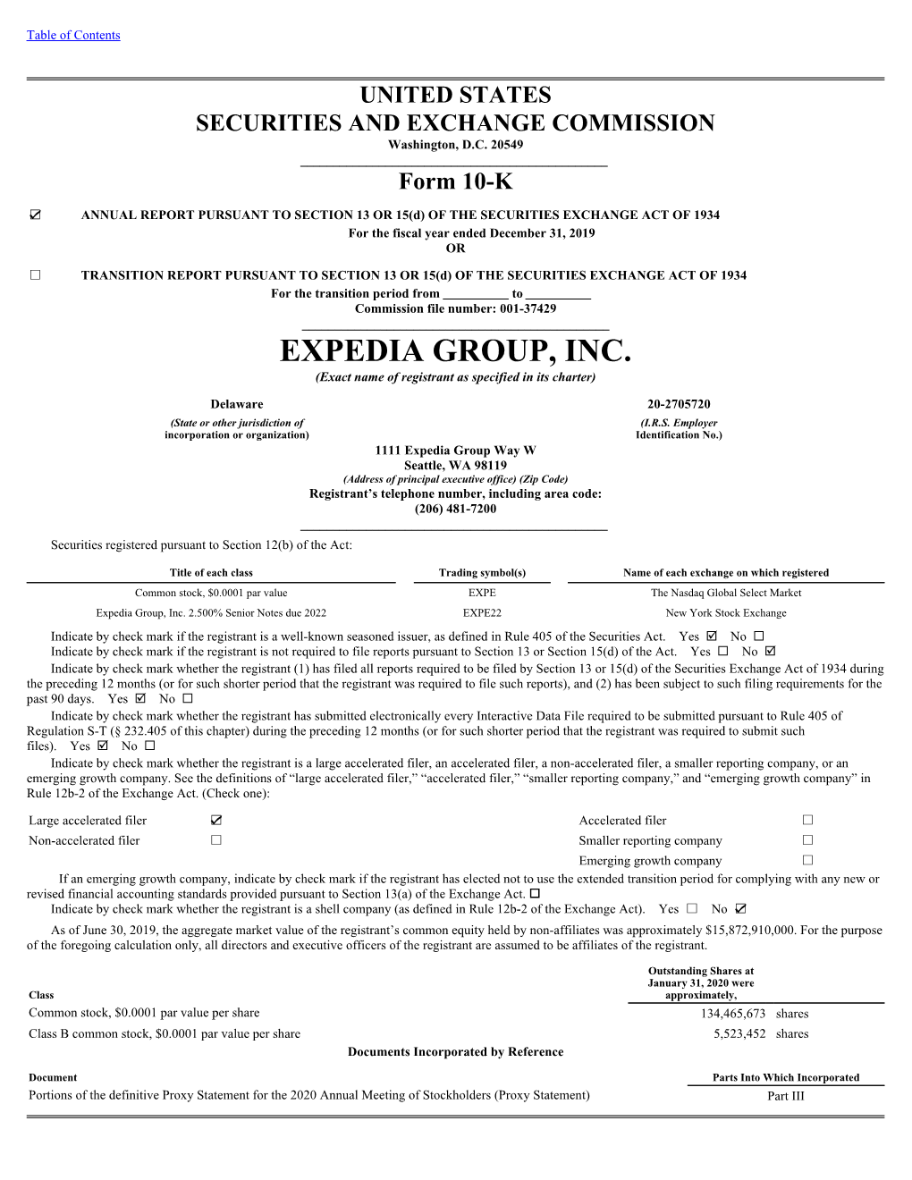 EXPEDIA GROUP, INC. (Exact Name of Registrant As Specified in Its Charter)