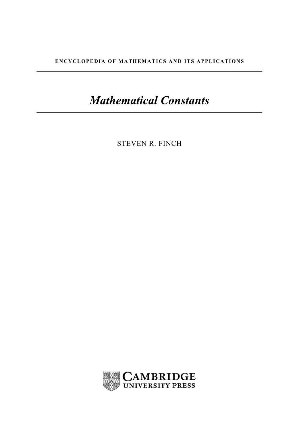 Mathematical Constants