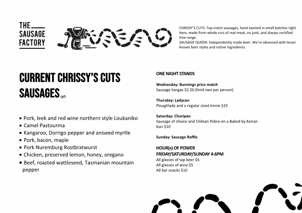 CURRENT CHRISSY's CUTS SAUSAGES(Gf)