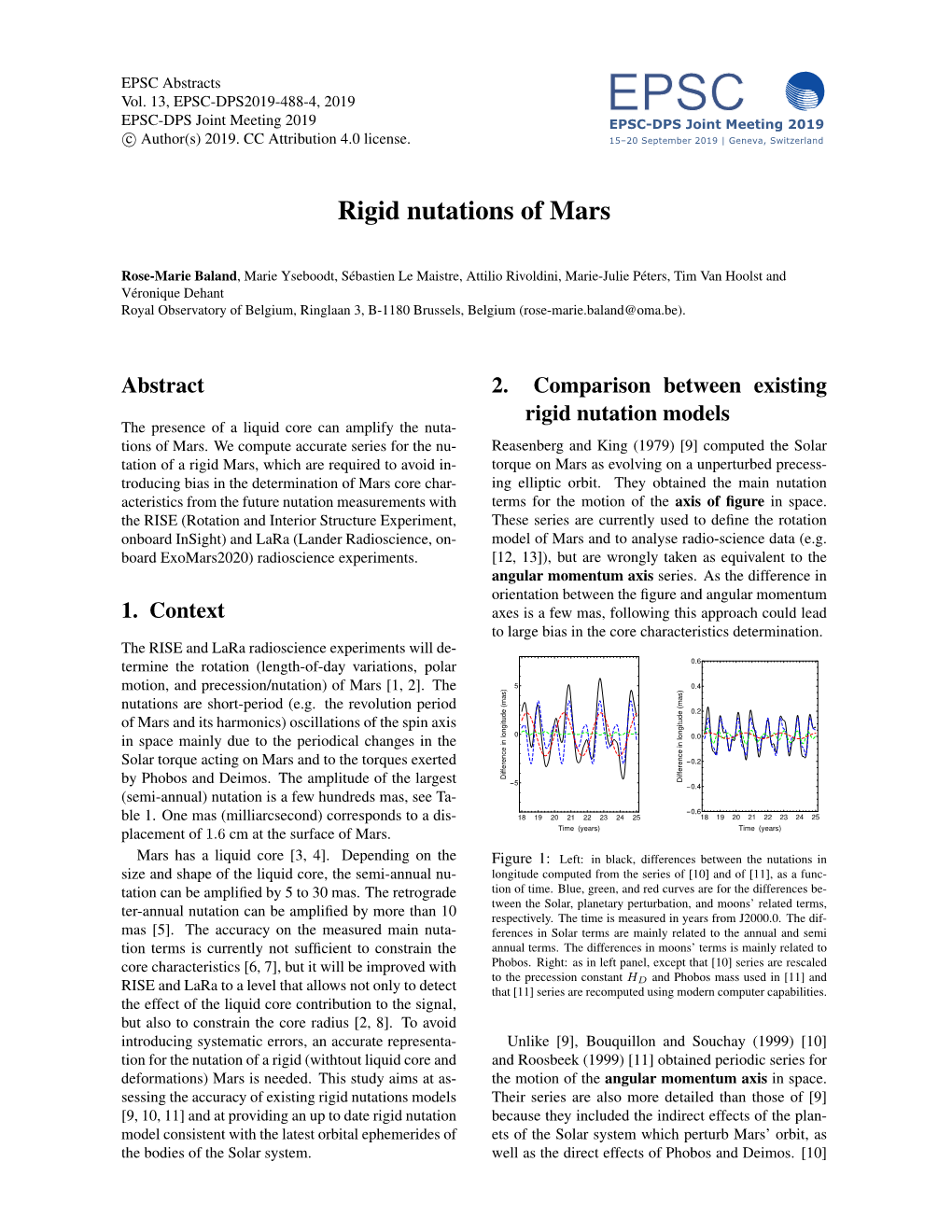 Rigid Nutations of Mars