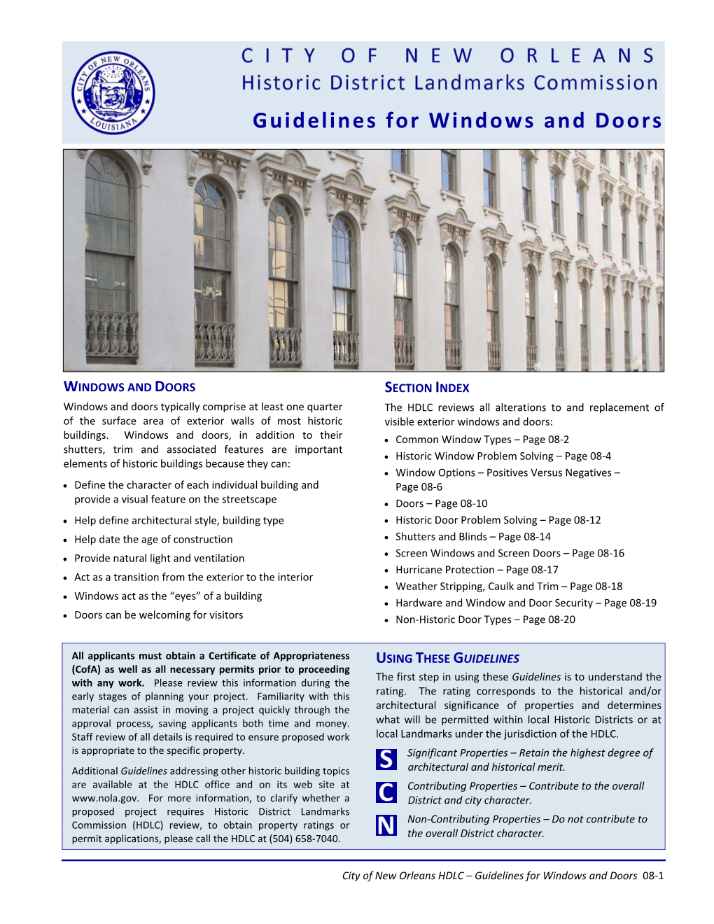 Guidelines for Windows and Doors