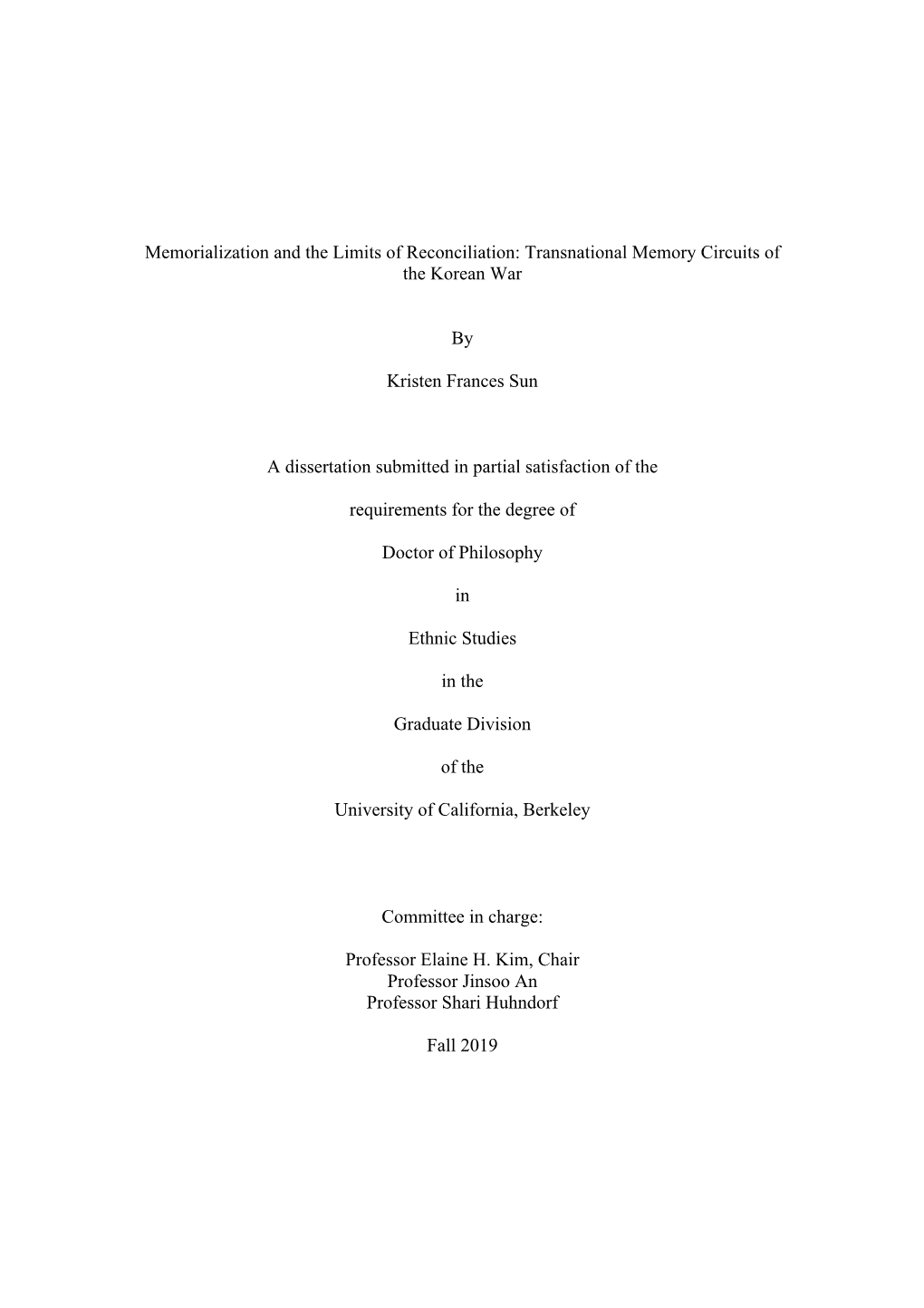 Memorialization and the Limits of Reconciliation: Transnational Memory Circuits of the Korean War