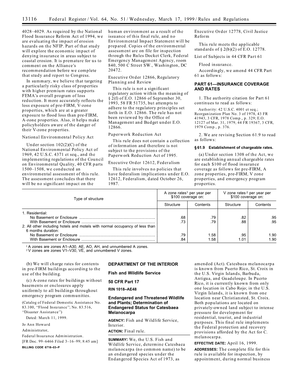 Federal Register/Vol. 64, No. 51/Wednesday, March 17, 1999