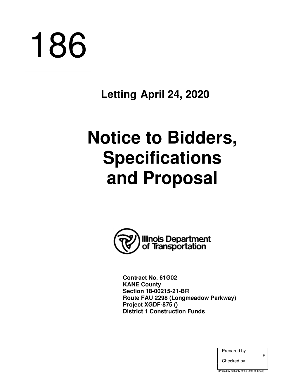 Notice to Bidders, Specifications and Proposal