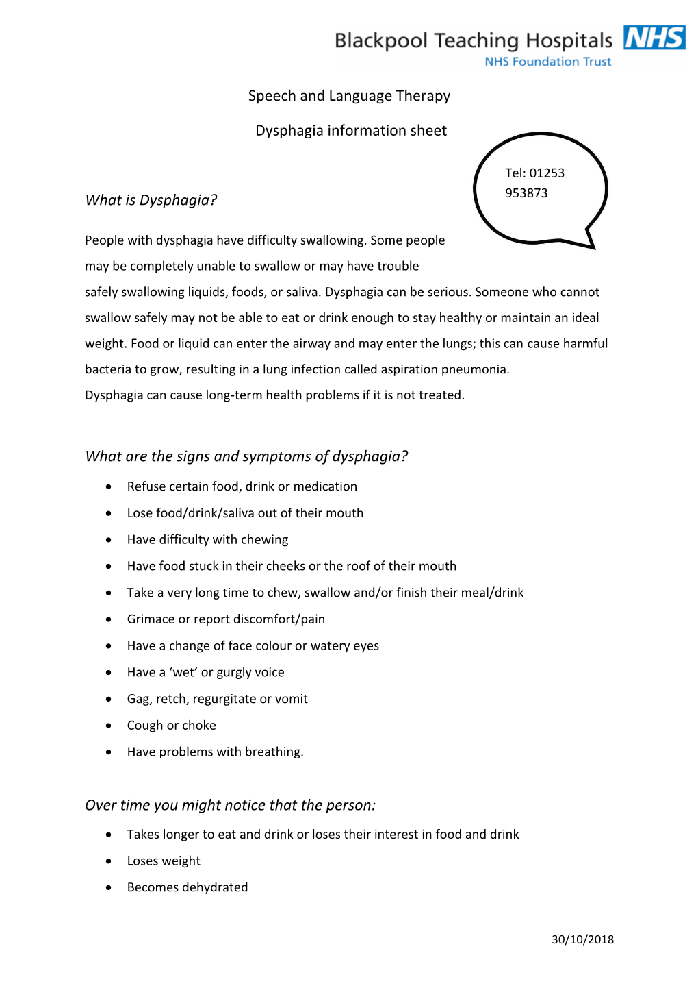 Dysphagia Information Sheet