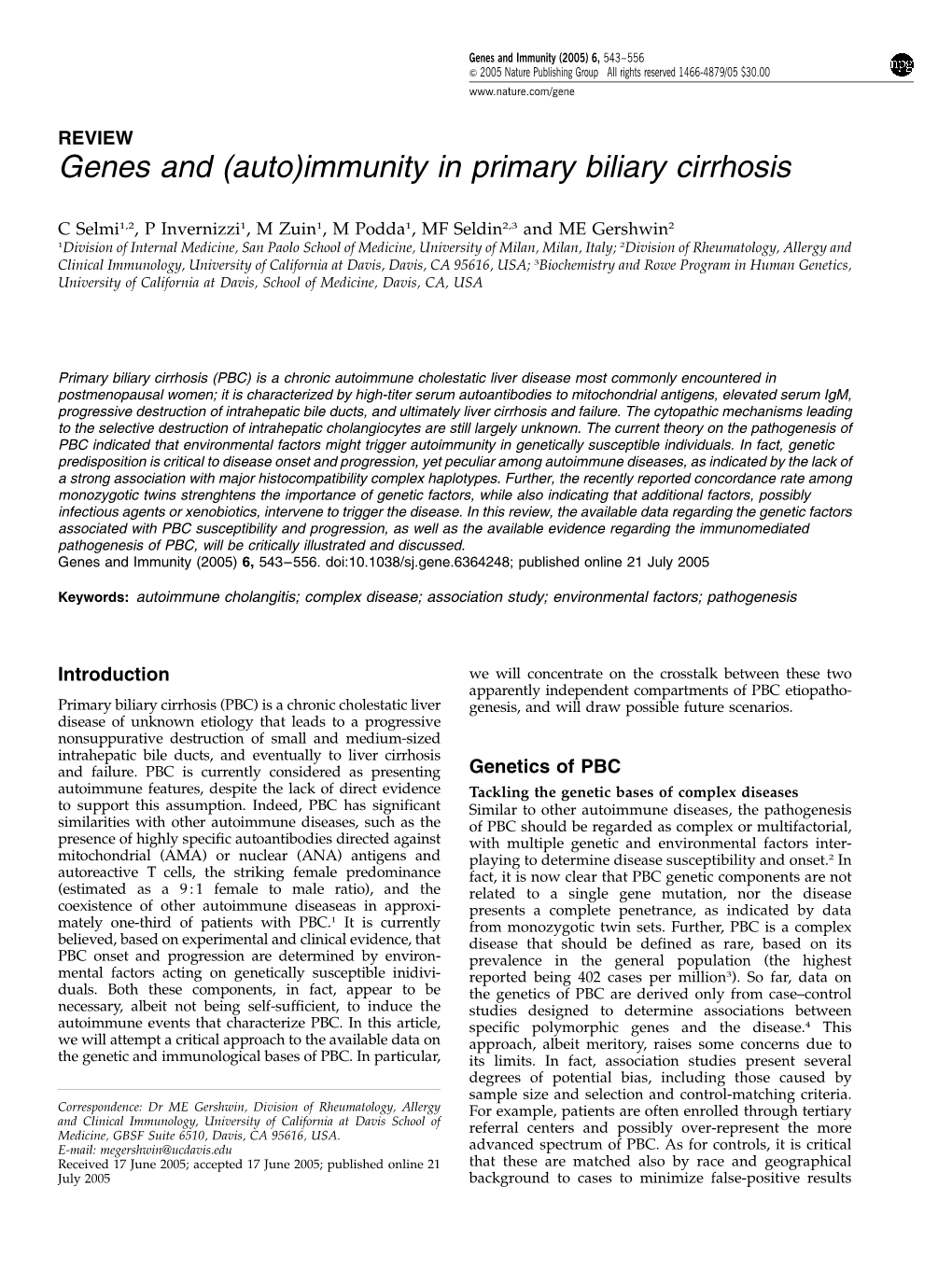 Immunity in Primary Biliary Cirrhosis