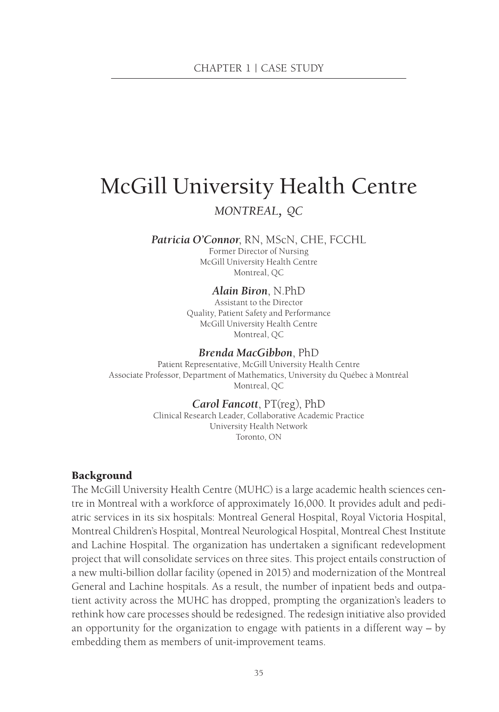 Mcgill University Health Centre Montreal, Qc