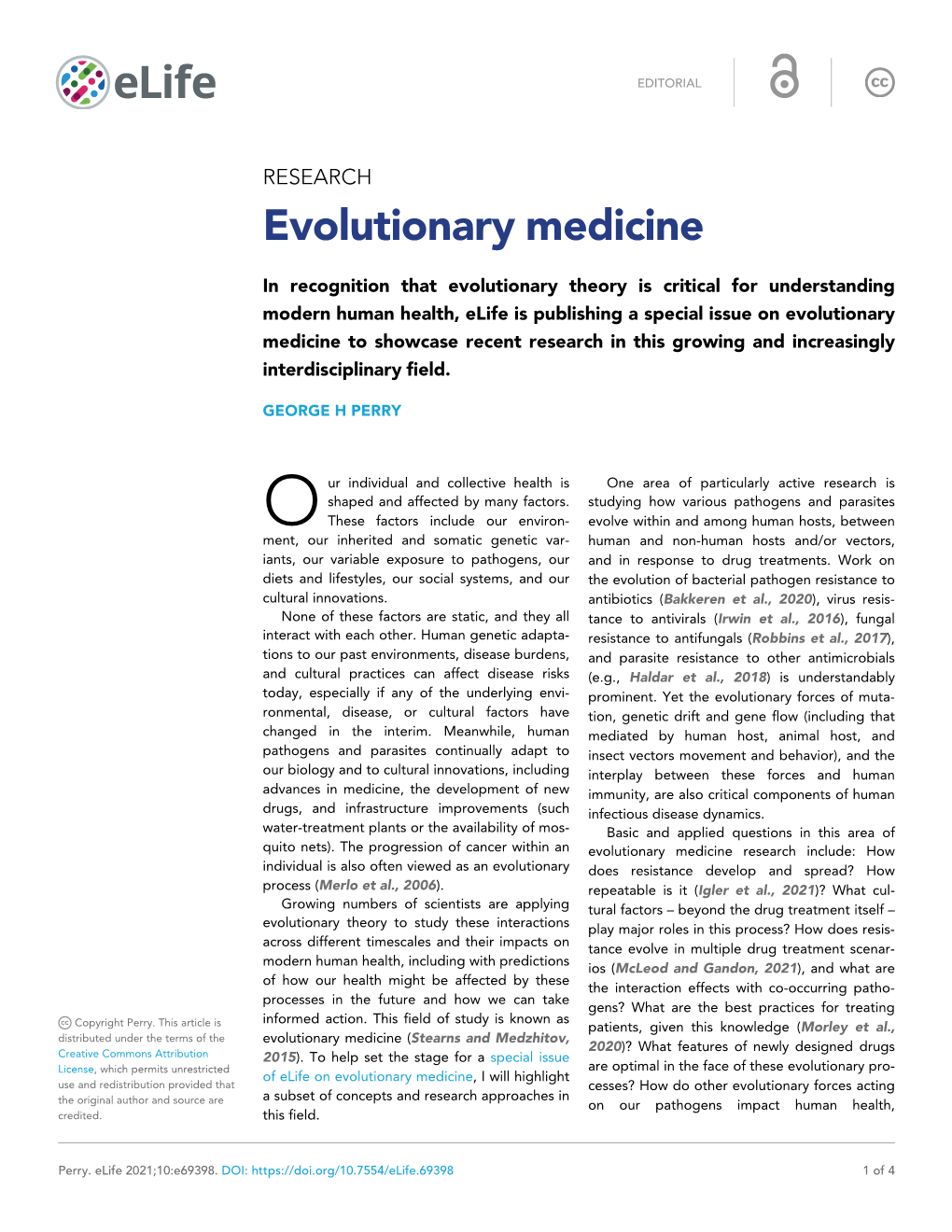 Evolutionary Medicine