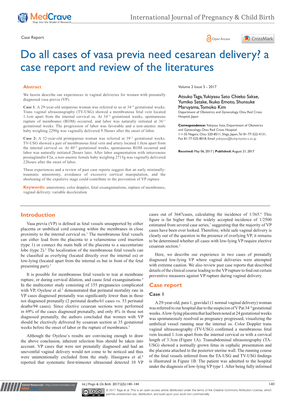Do All Cases of Vasa Previa Need Cesarean Delivery? a Case Report and Review of the Literatures