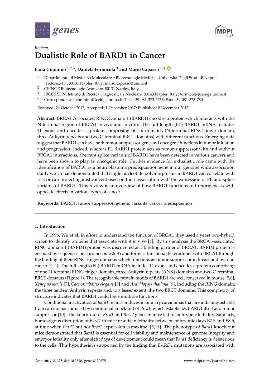 Dualistic Role of BARD1 in Cancer