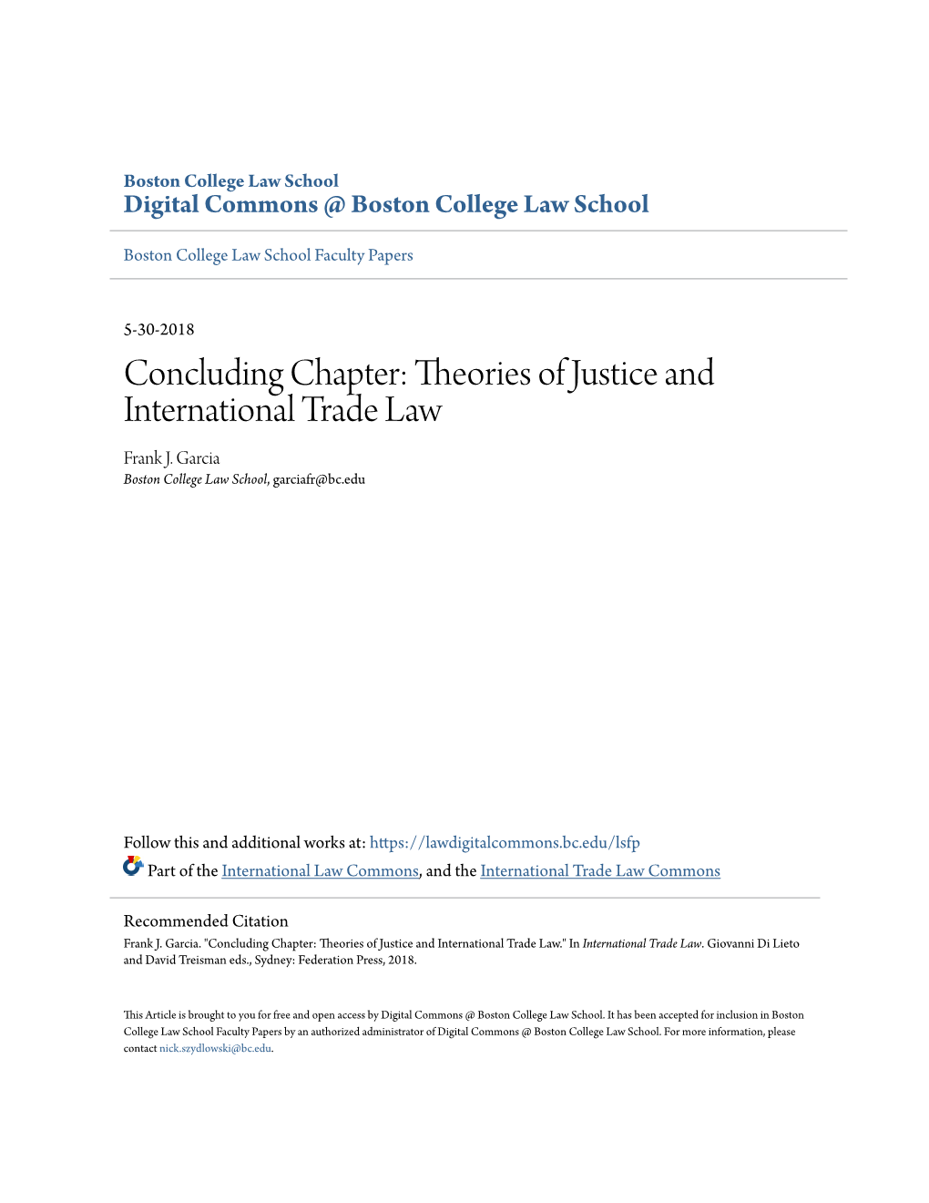 Theories of Justice and International Trade Law Frank J