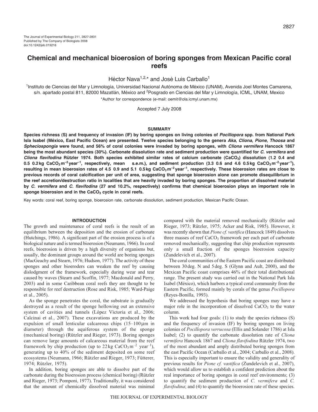 Chemical and Mechanical Bioerosion of Boring Sponges from Mexican Pacific Coral Reefs