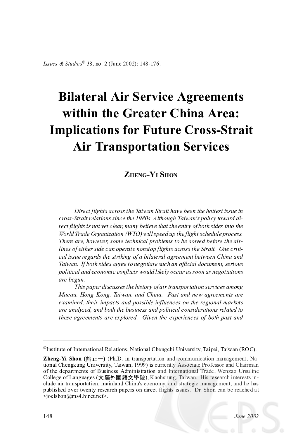 Implications for Future Cross-Strait Air Transportation Services