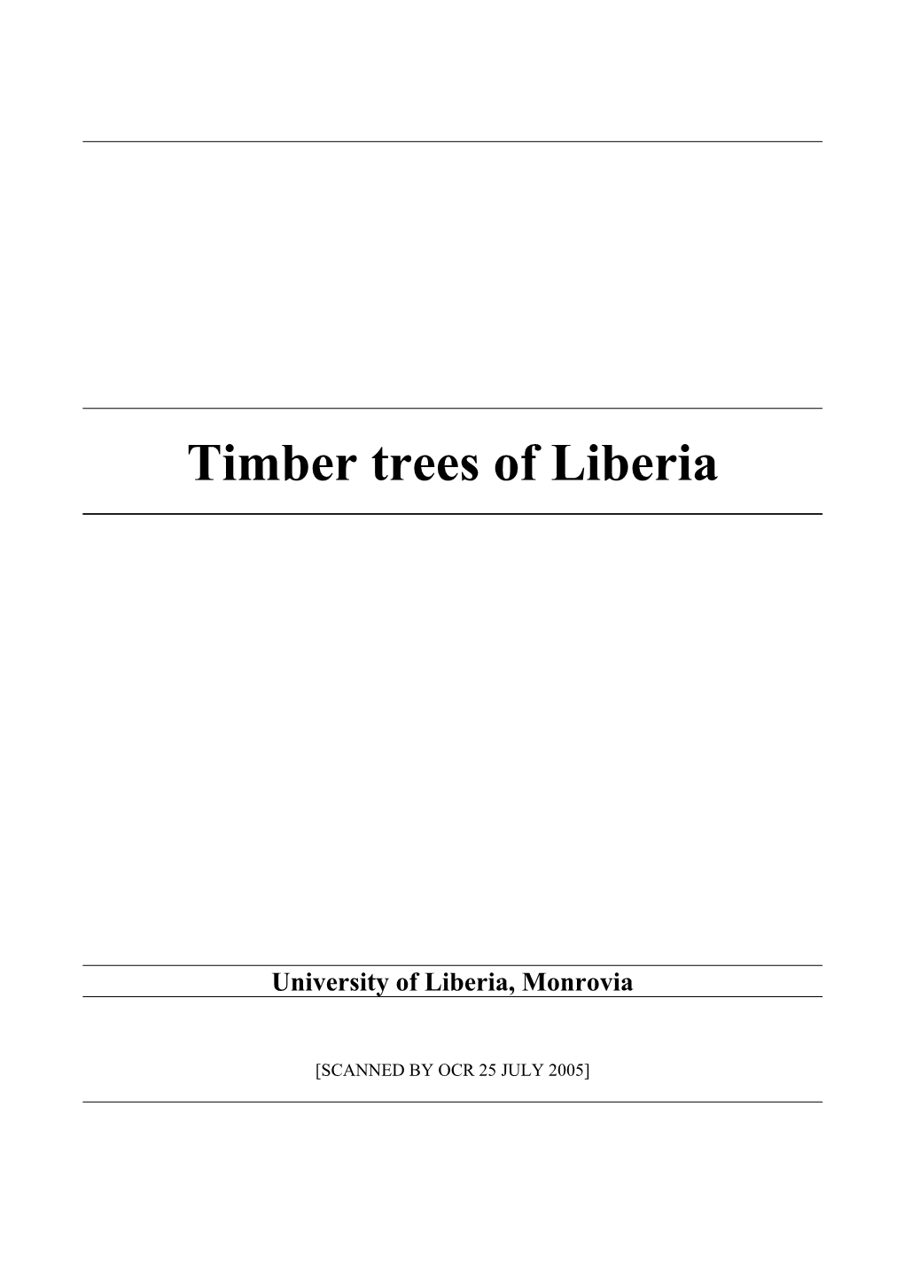 Timber Trees of Liberia