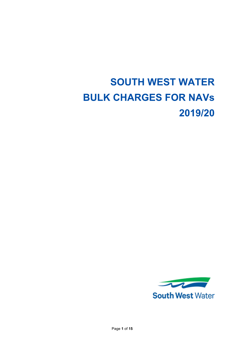 SOUTH WEST WATER BULK CHARGES for Navs 2019/20