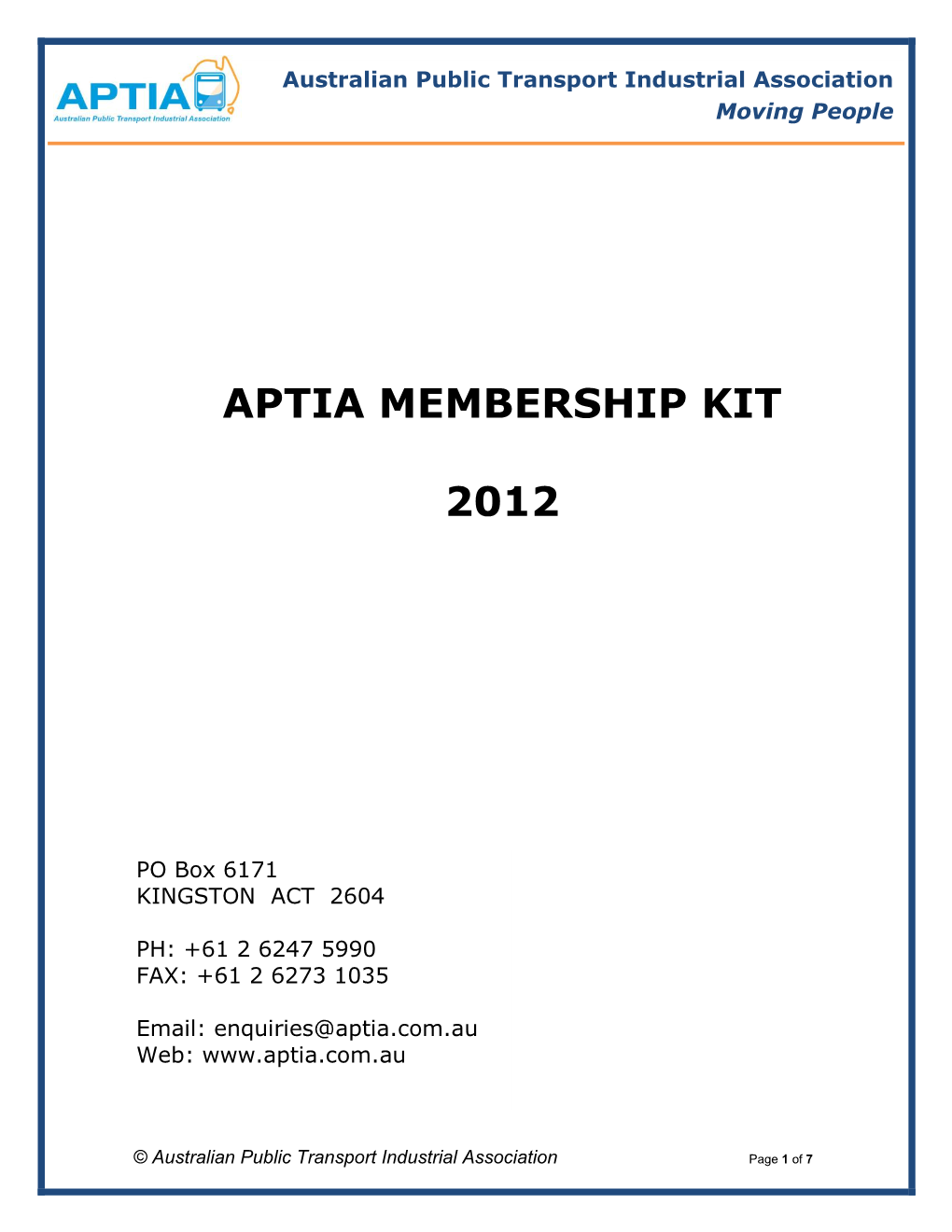 Aptia Membership Kit 2012
